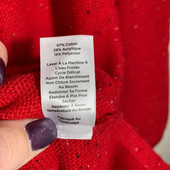 Talbots Pullover Sweater Size Medium Red Shoulder Zip Christmas Holiday career - Picture 8 of 9